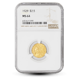 $2.50 Indian Head Gold Quarter Eagle - NGC/PCGS MS64 - Random Year